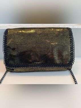 INC INTERNATIONAL CONCEPTS Metallic Gold and Black Evening Clutch